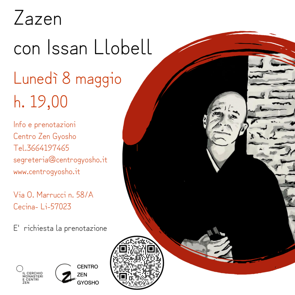 Lunedì 8 maggio h. 19.00 Meditazione settimanale con L’Insegnate di Dharma Issan Tetsuji Llobell